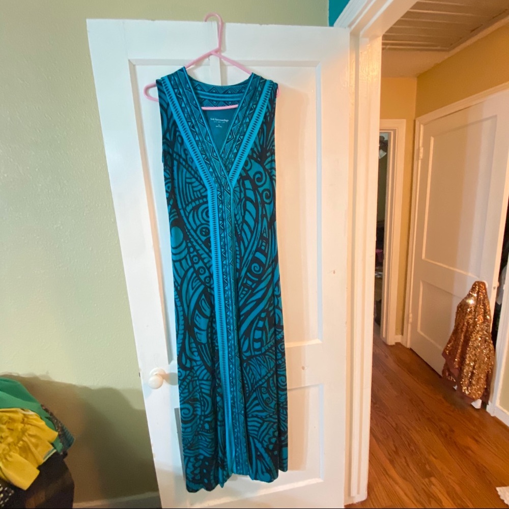 Soft surroundings maxi dress stretch turquoise S